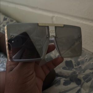 Gold and Gray Oversized Sunglasses